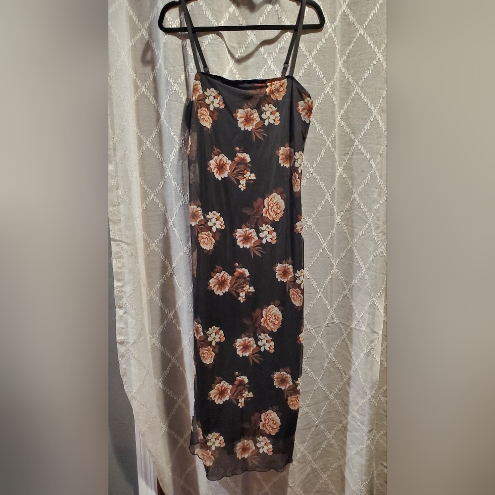 SHEIN Black Sleeveless Spaghetti Strap Midi Dress